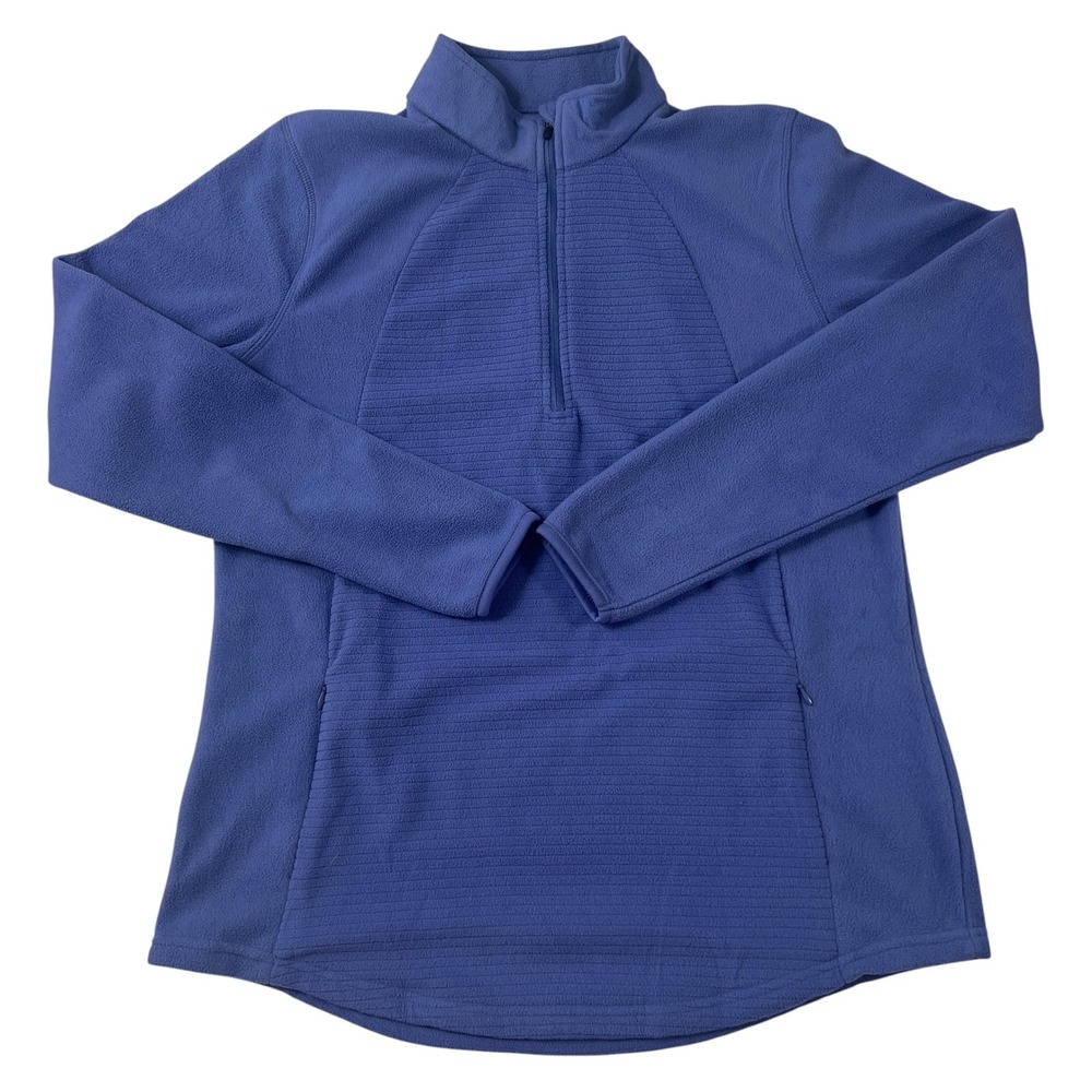 BCG Women XL Purple Quarter Zip Fleece Pullover Textured Panel Mock Neck Pockets